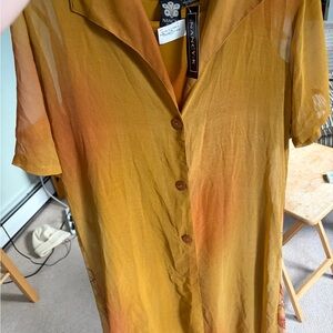 NWT vintage Nancy K Orange Button-Down House Dress